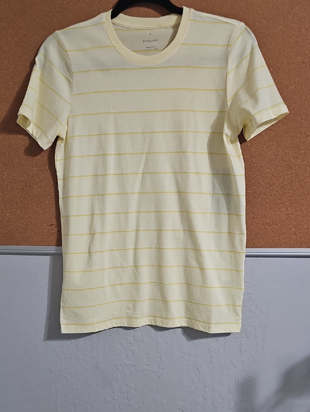 Everlane Women's Pale Yellow Stripe Short-Sleeve Crew Tee